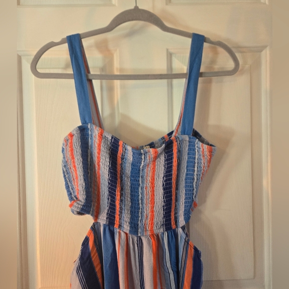 Anthropologie Pants - Anthropologie Blue Red Striped Cut Out Small Jumpsuit